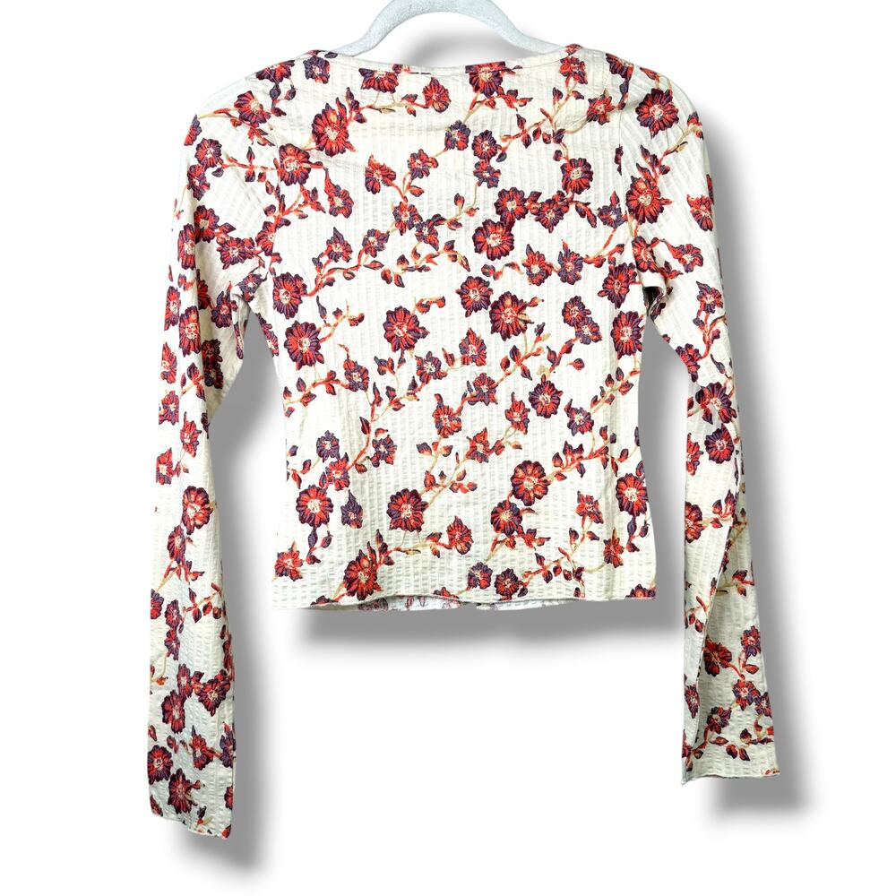 NEW Free People Tilly Tea Combo Ivory Floral Button Cotton Long Sleeve Top XS - Picture 7 of 9